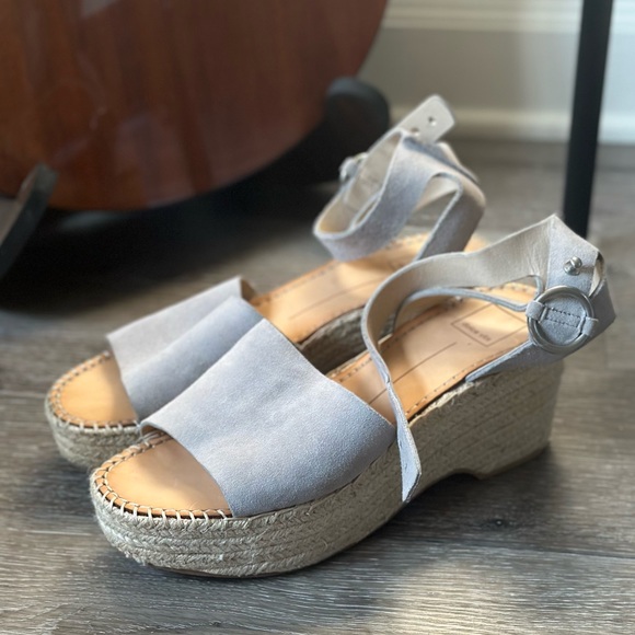 Dolce Vita Espadrille Gray Suede Wedge / Platform Sandals with Ankle Strap NWOT - Picture 6 of 9